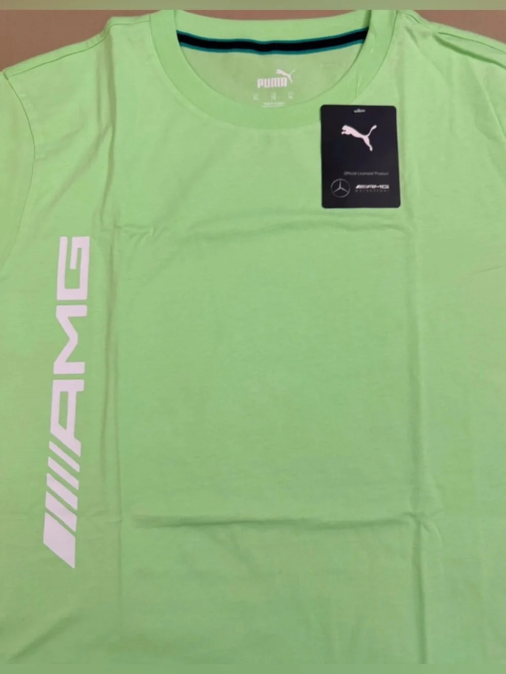 NWT-XL Mercedes-Benz AMG retired lime color puma short sleeve crewneck T-shirt